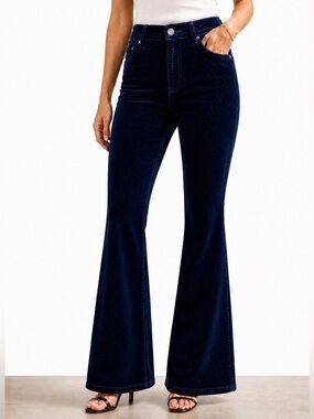 L’AGENCE Stevie Velvet Jeans Flare Deep Navy Size 32